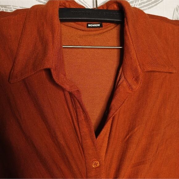 Monrow Shirred Dress Supersoft Button Front Retro Velma Revolve - Picture 3 of 7